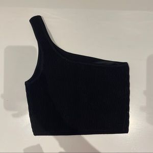 Aritzia Black Sculpt knit off the shoulder top ribbed